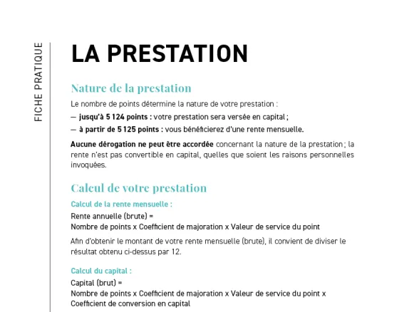 Fiche pratique - La prestation