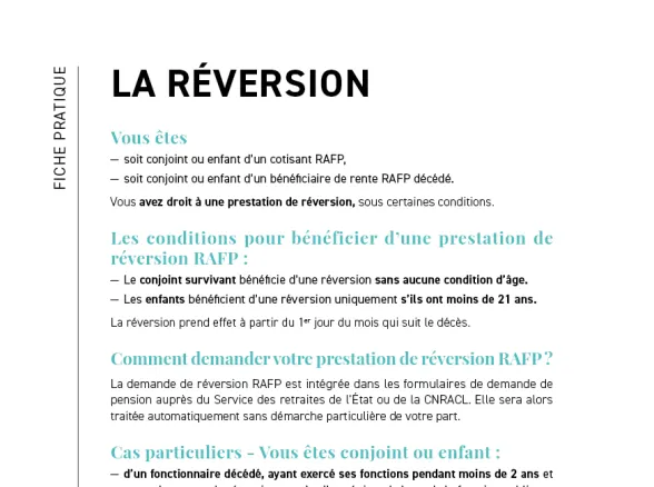 Fiche pratique - La réversion