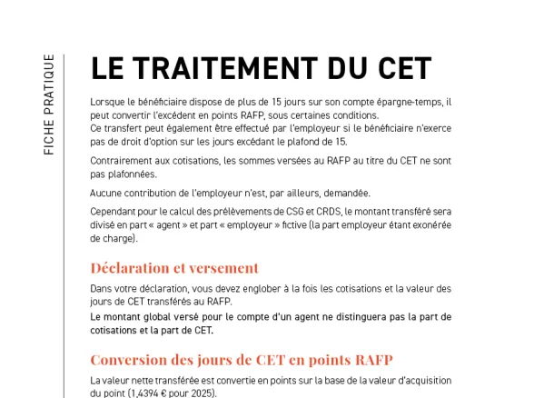 Fiche pratique - Le traitement du CET