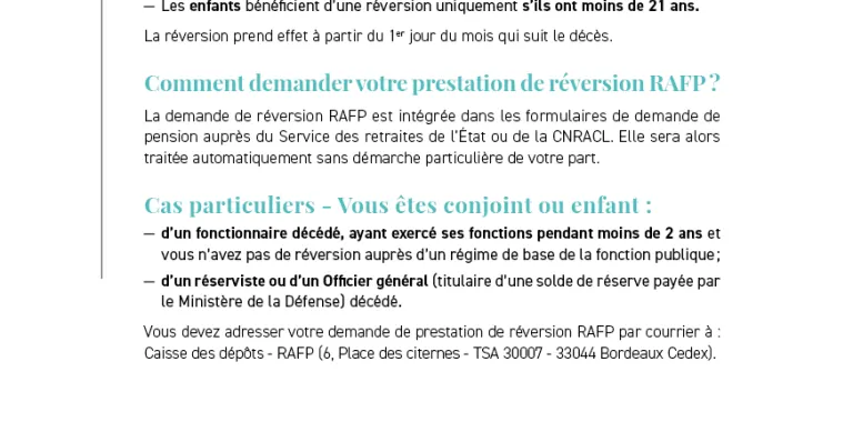 Fiche pratique - La réversion