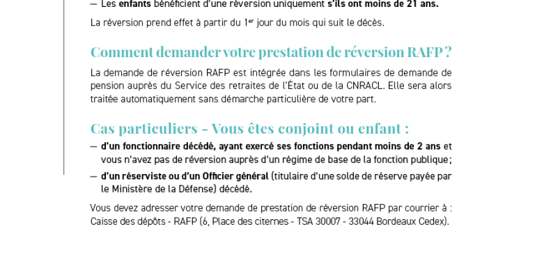 Fiche pratique - La réversion